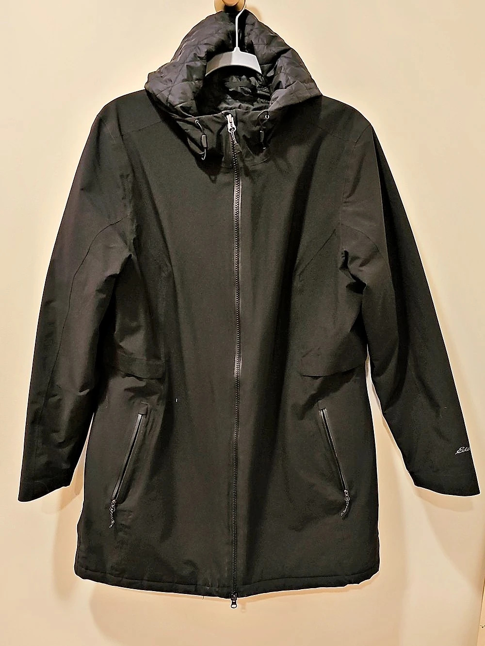 Eddie Bauer Women's Girl on the Go Insulated Waterproof Trench Coat; Black; XL